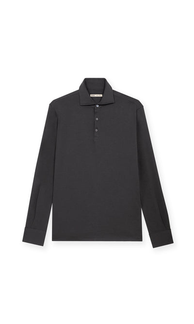 3 Button Polo Shirt With Long Sleeves In Cotton Jersey And Cashmere