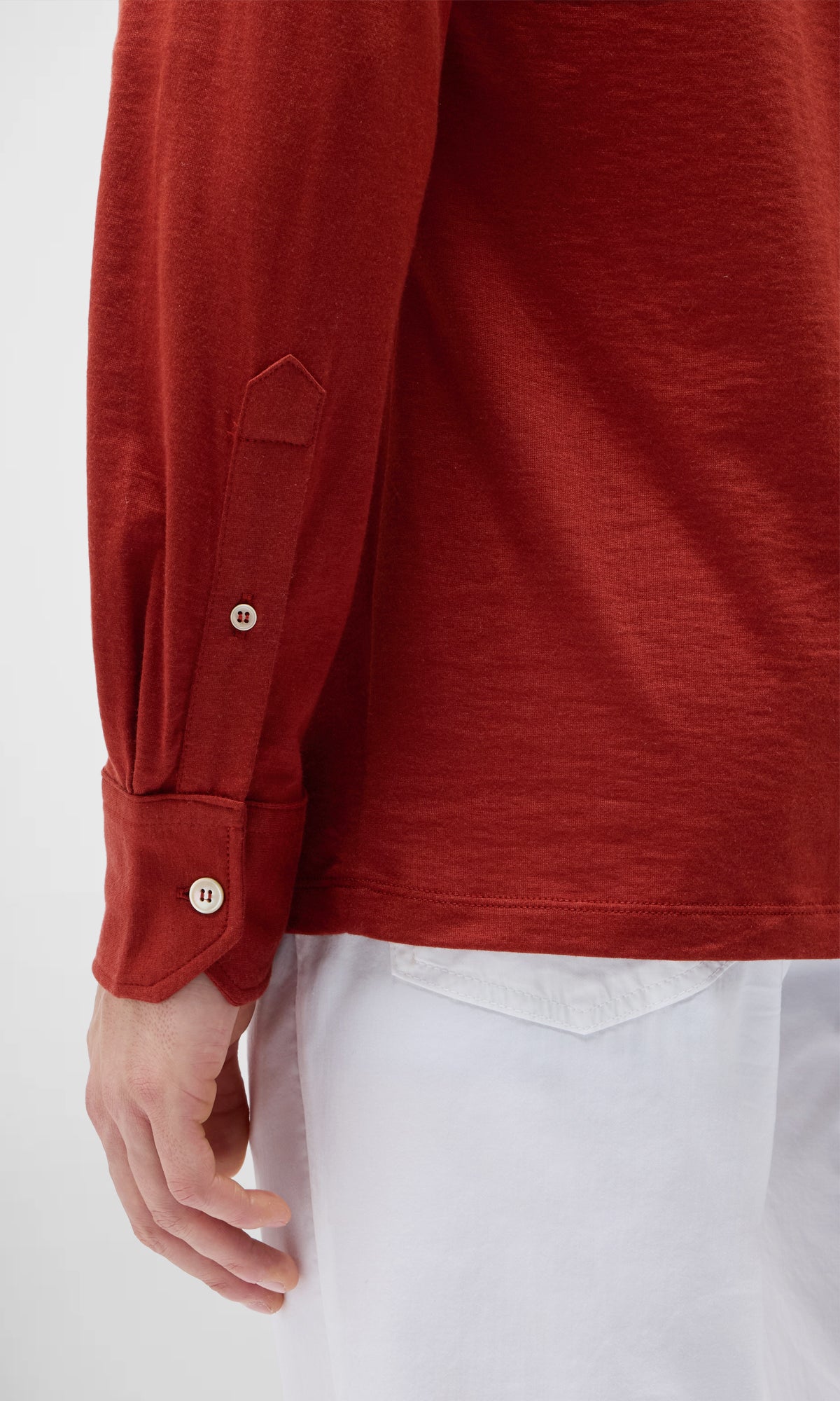 3 Button Polo Shirt With Long Sleeves In Cotton Jersey And Cashmere