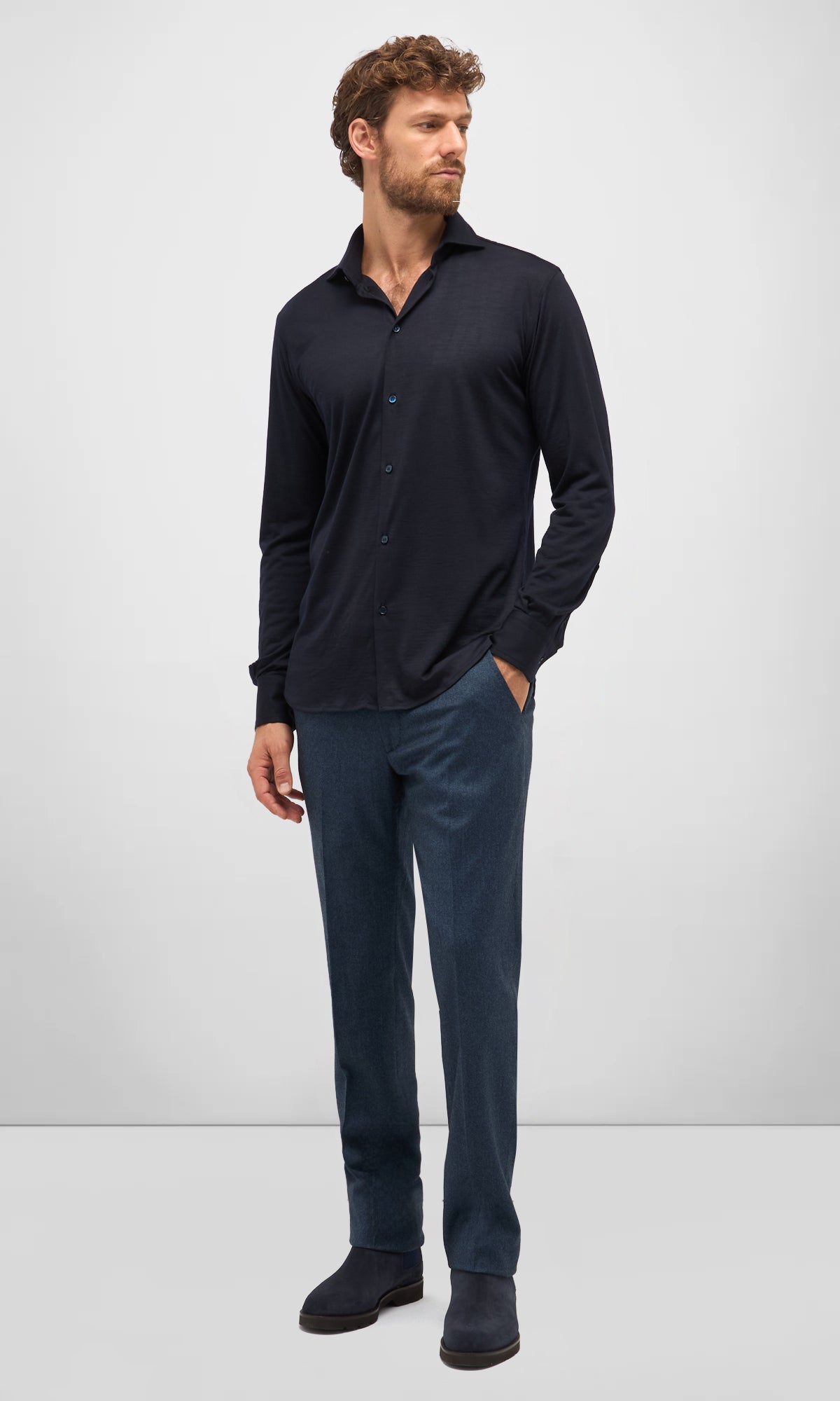 Shirt in Merino Wool Jersey Extrafine