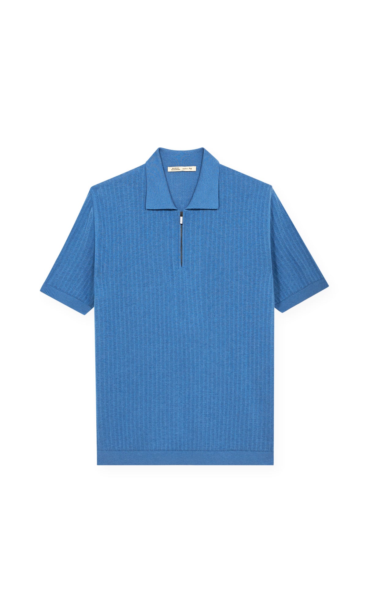 Silk and Cotton Short Sleeve Zip Polo