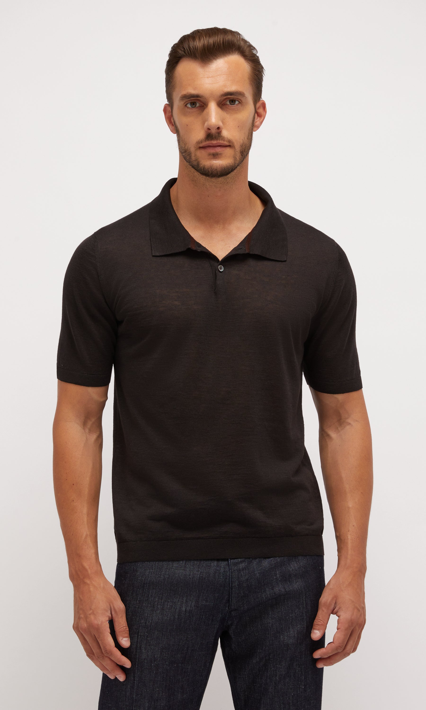 Linen And Silk Polo Shirt