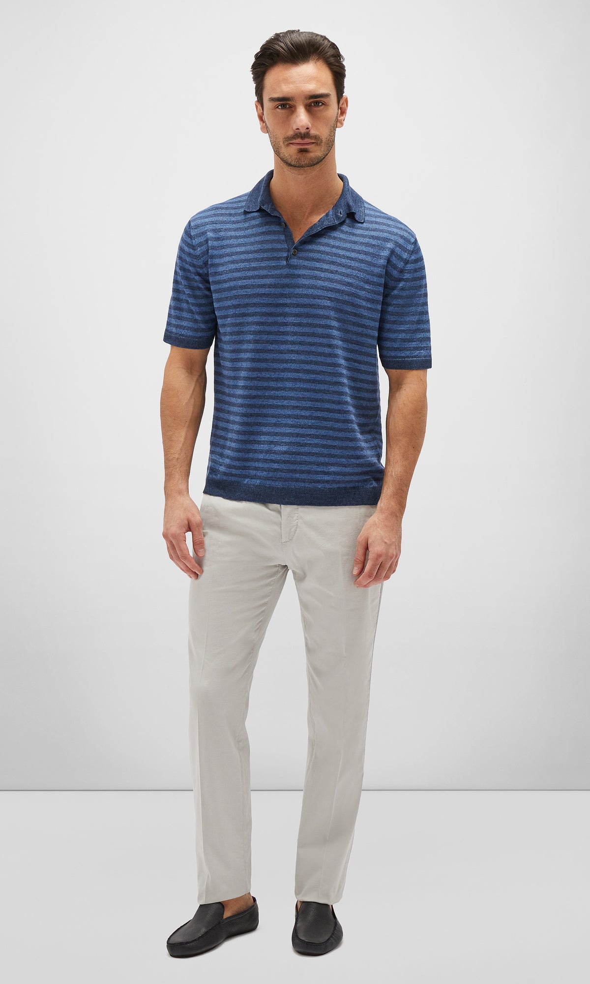 Striped Linen Polo Shirt