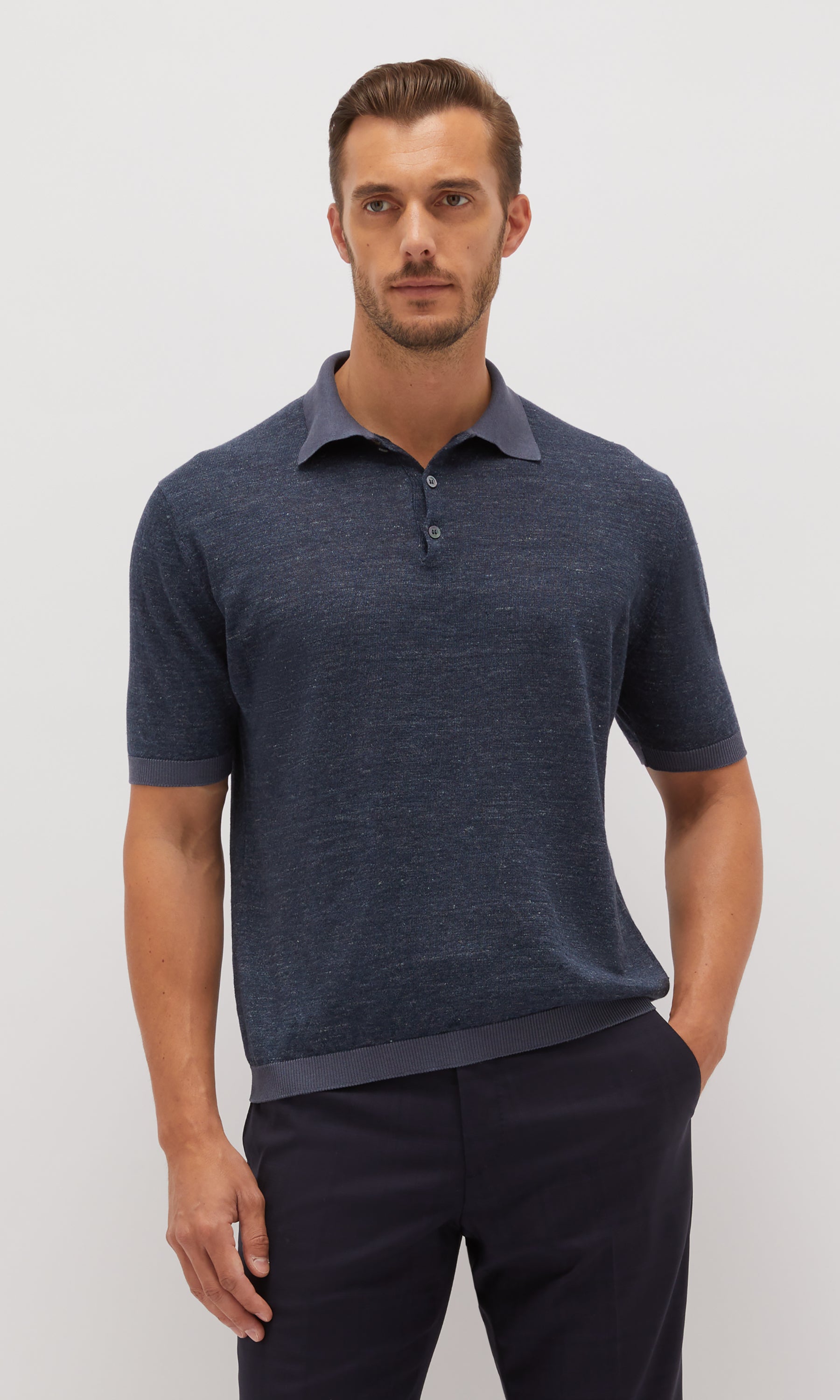 Linen And Silk Polo Shirt