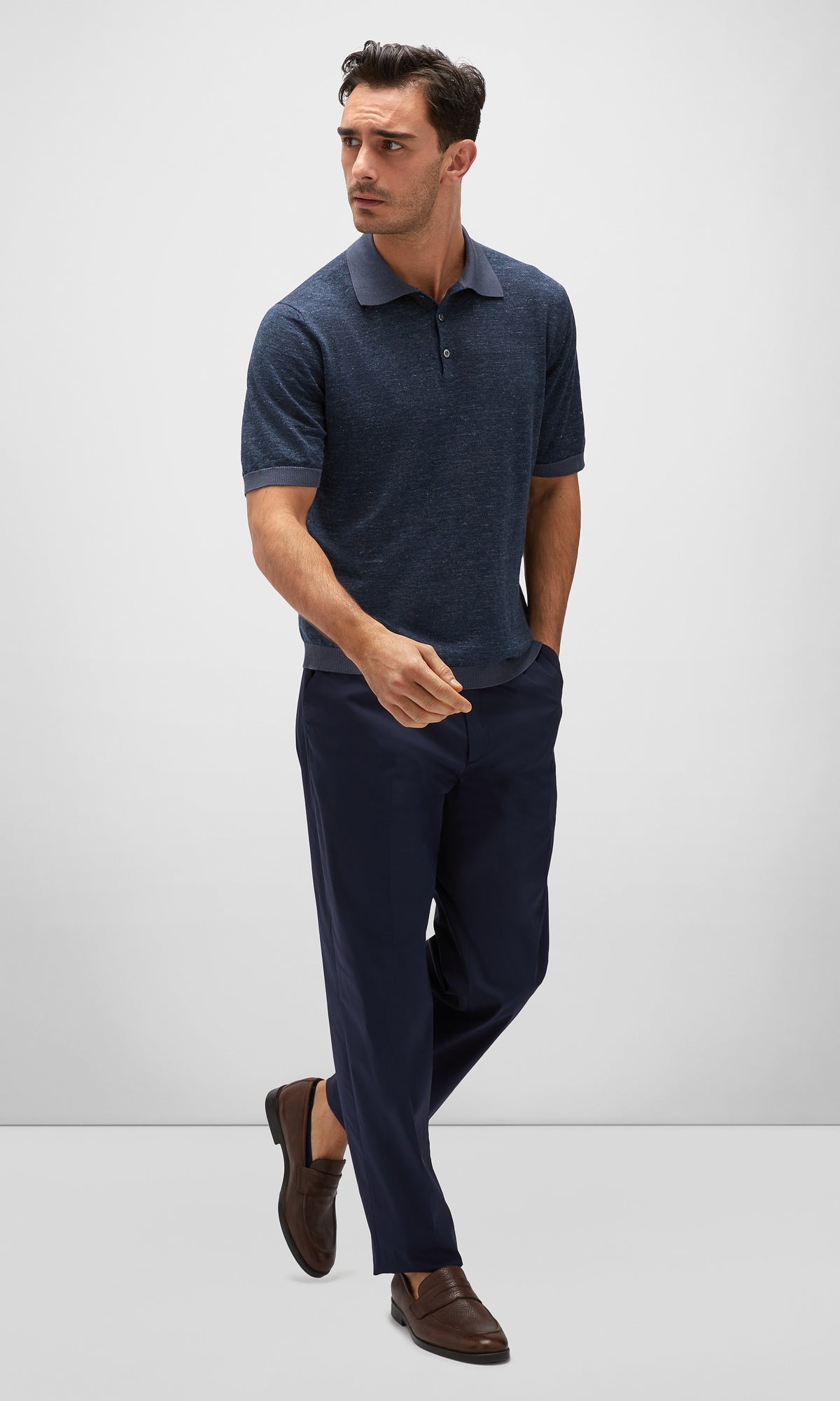 Linen And Silk Polo Shirt