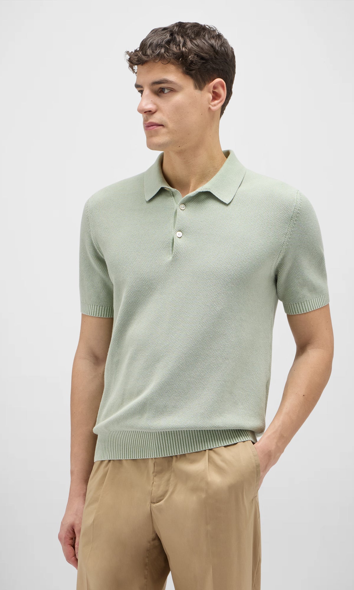 Garment Dyed Cotton Polo Honeycomb Stitch