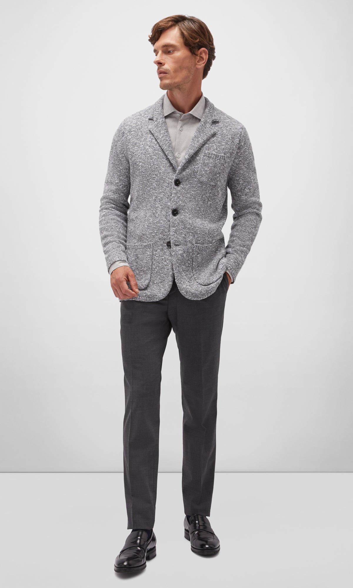 Wool Blend Three Button Swacket