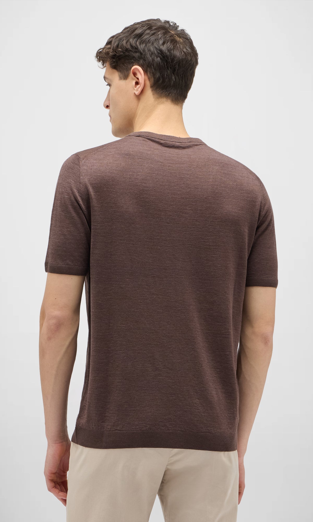 Linen and Silk Short Sleeve Crew Neck T-Shirt