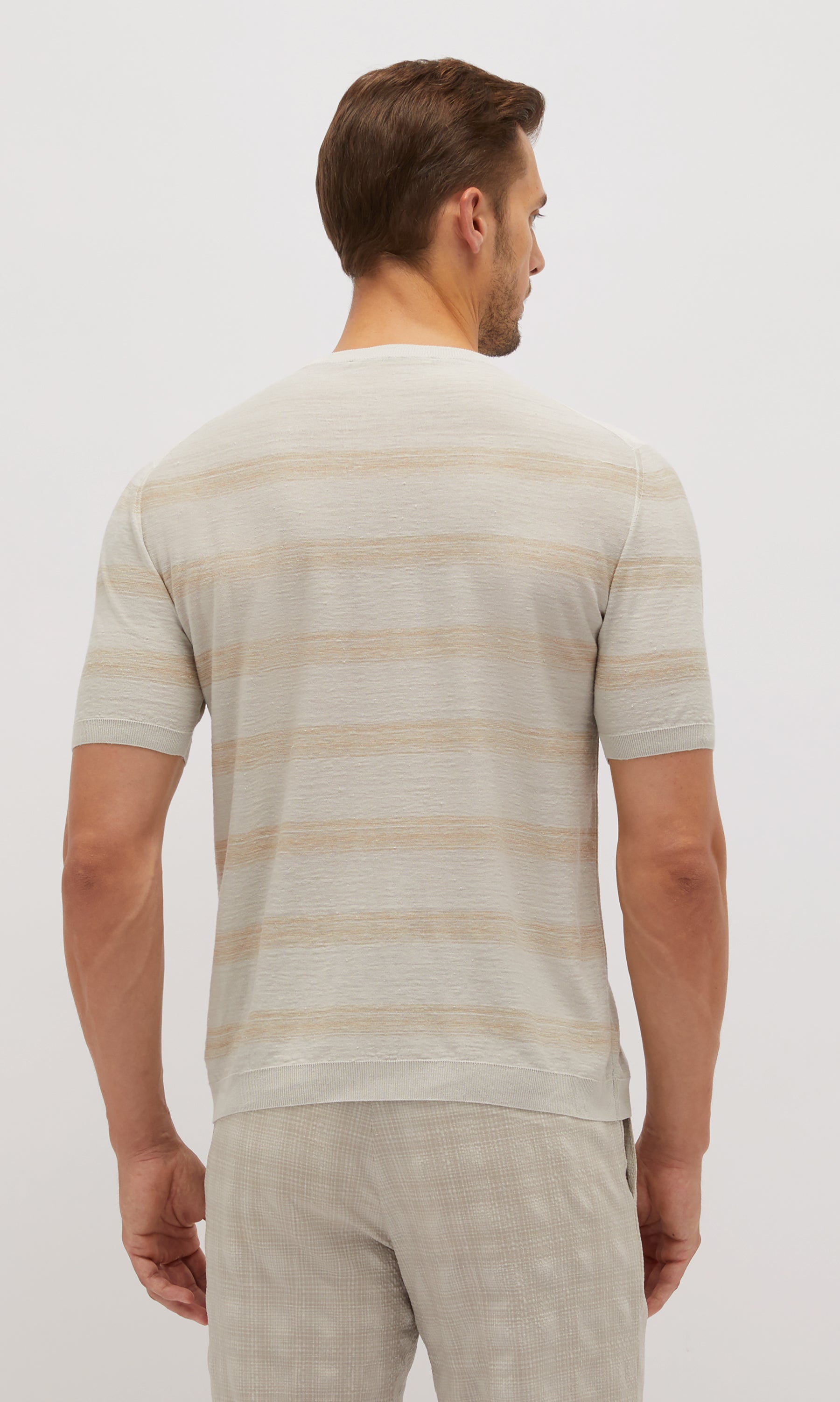 Striped Crew-Neck T-shirt In Linen And Silk