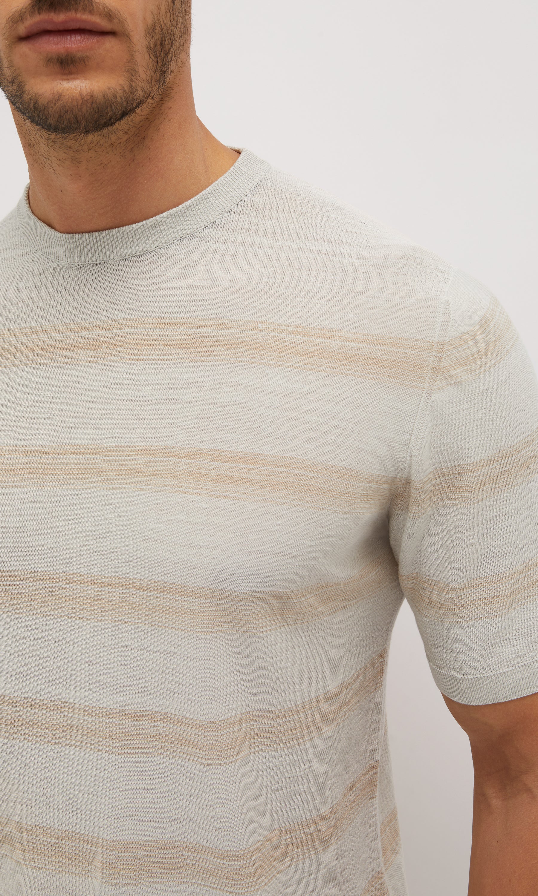 Striped Crew-Neck T-shirt In Linen And Silk