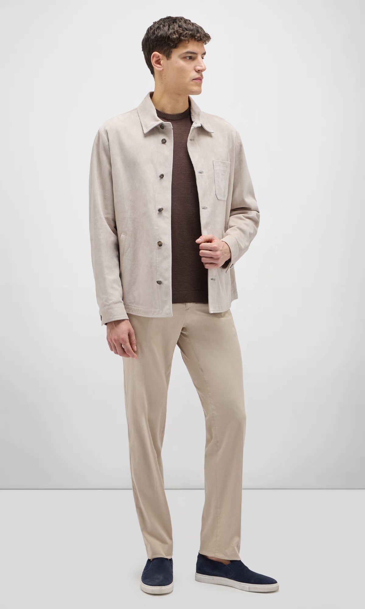 Overshirt In Pelle Scamosciata