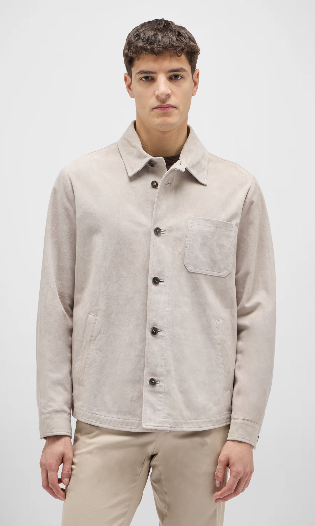 Overshirt In Pelle Scamosciata