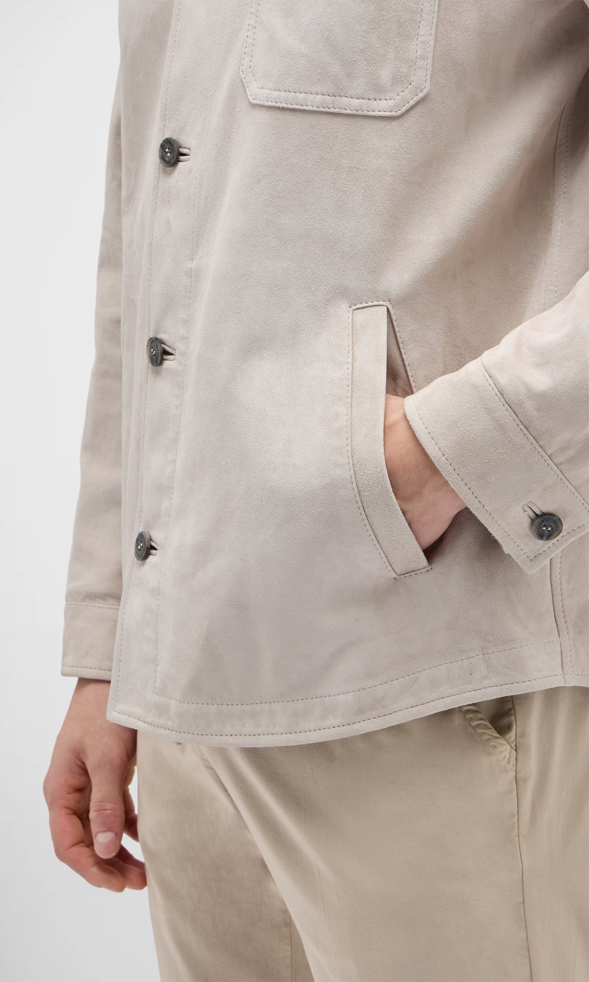 Overshirt In Pelle Scamosciata