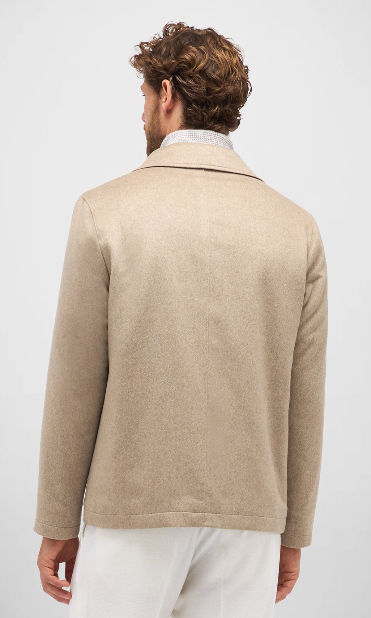 Chore Jacket In Cashmere With Detachable Bib In Iconic Brenta Stitch.