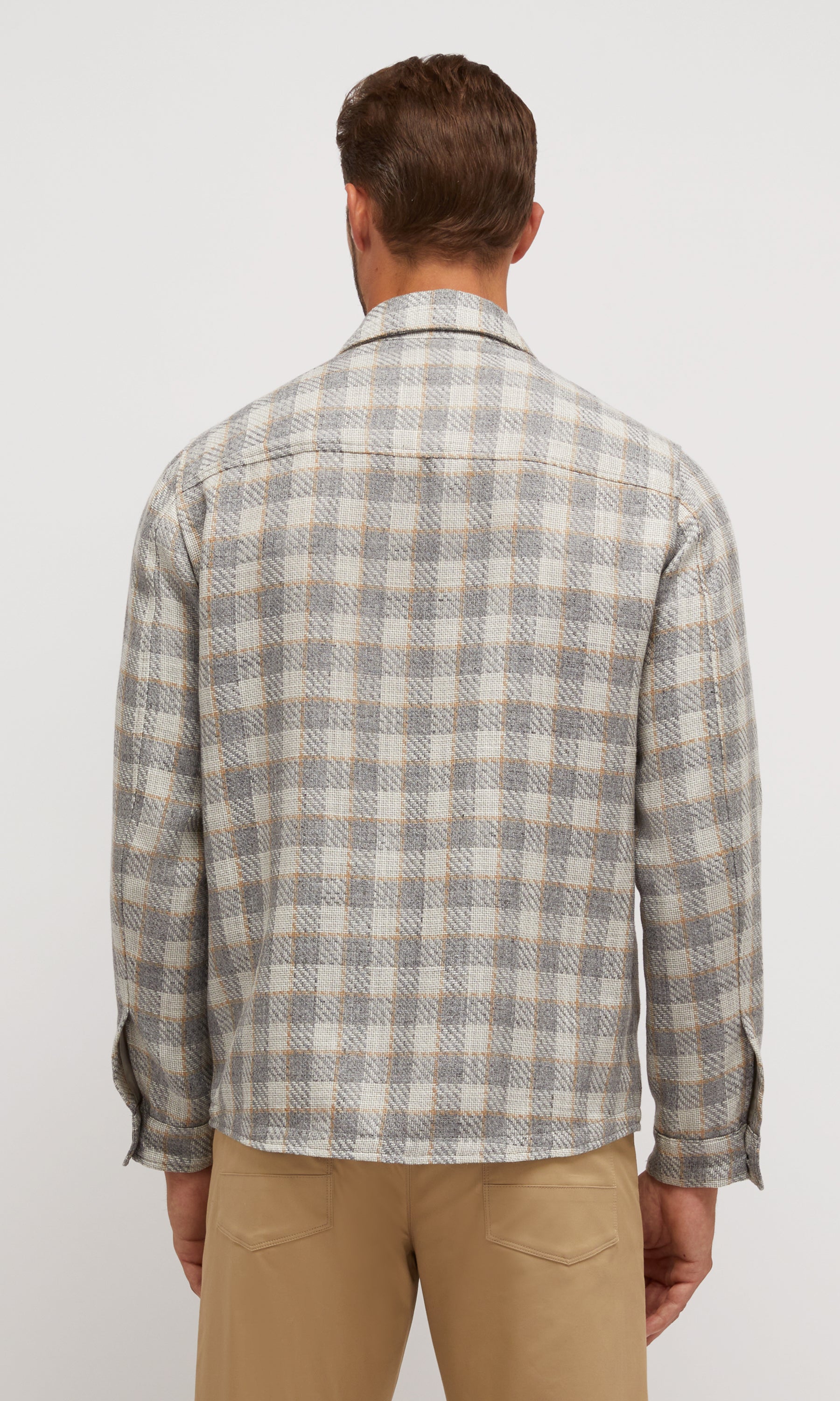 Overshirt Check In Silk, Linen And Cotton