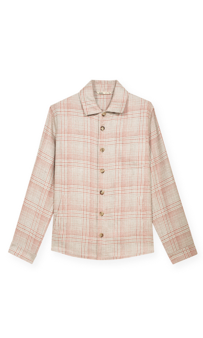 Overshirt In Exclusive Check In Hemp And Wool