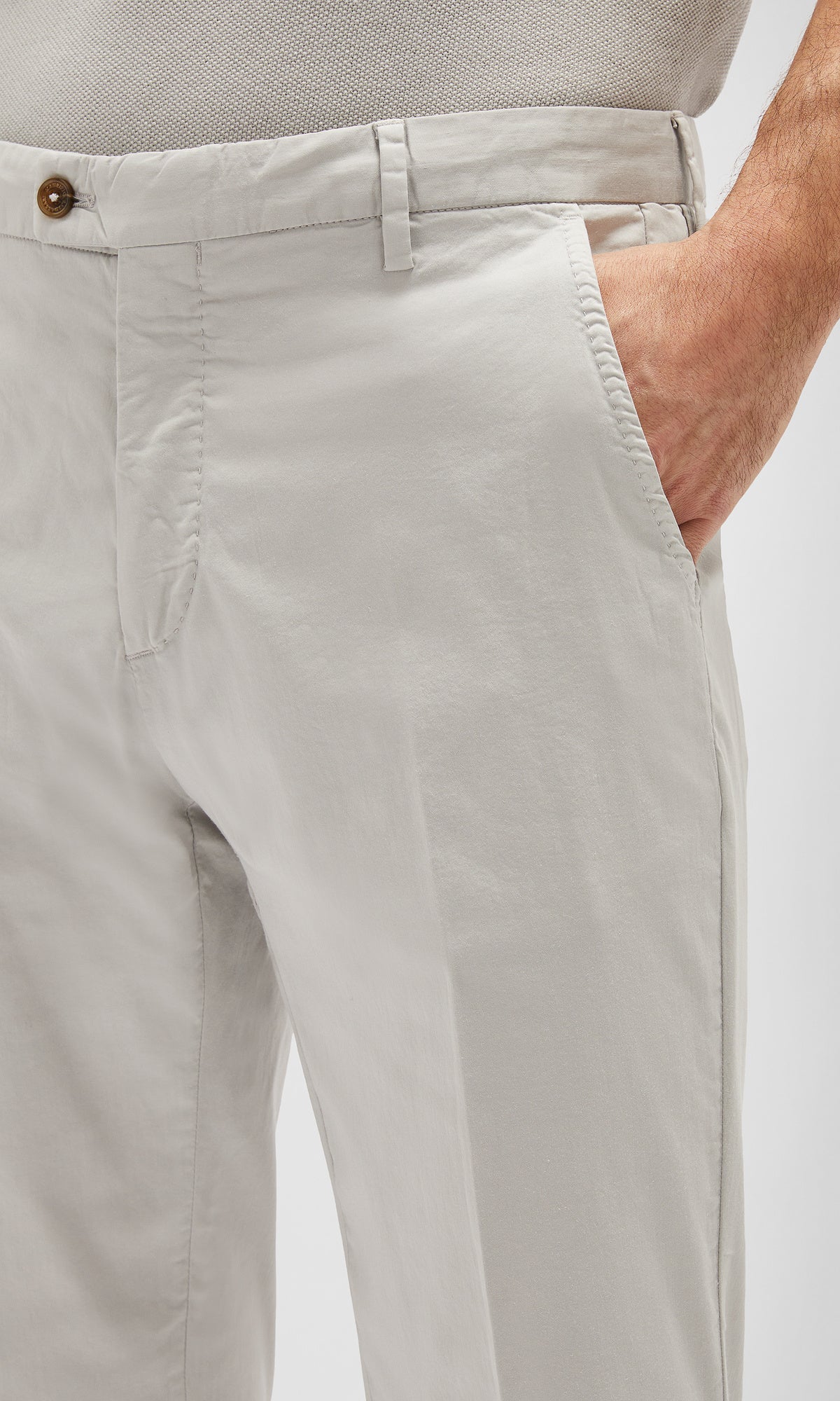 Pantalone Chino In Cotone E Seta