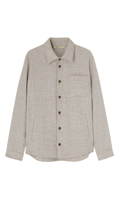 Overshirt In Pure Wool, Silk And Hemp Prince Of Wales